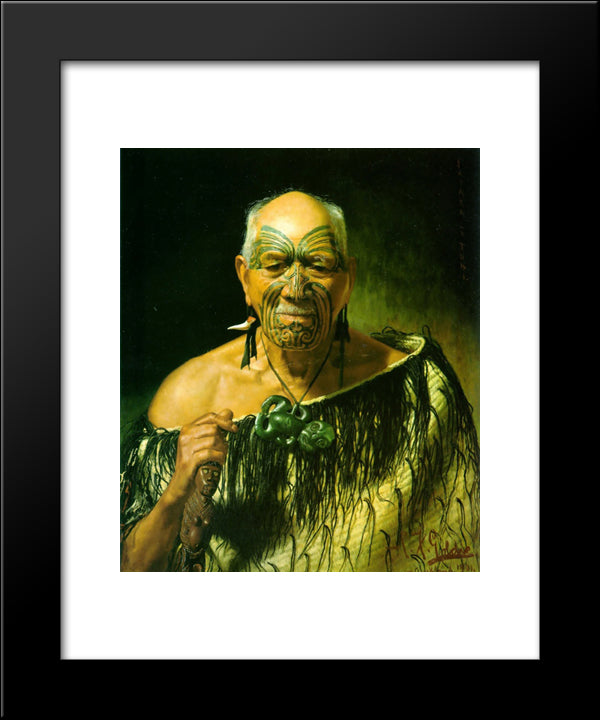 Patara Te Tuhi: An Old Warrior 20x24 Black Modern Wood Framed Art Print Poster by Goldie, Charles