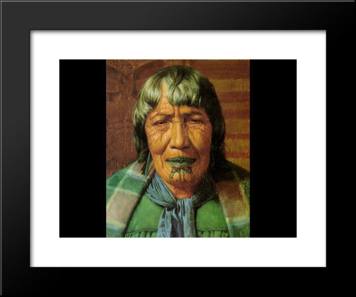 Te Aitu Te Irikau: An Arawa Chieftainess 20x24 Black Modern Wood Framed Art Print Poster by Goldie, Charles