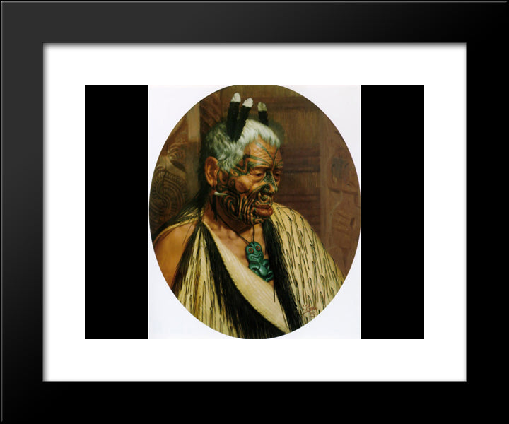 The Last Of The Cannibals: Tumai Tawhiti 20x24 Black Modern Wood Framed Art Print Poster by Goldie, Charles