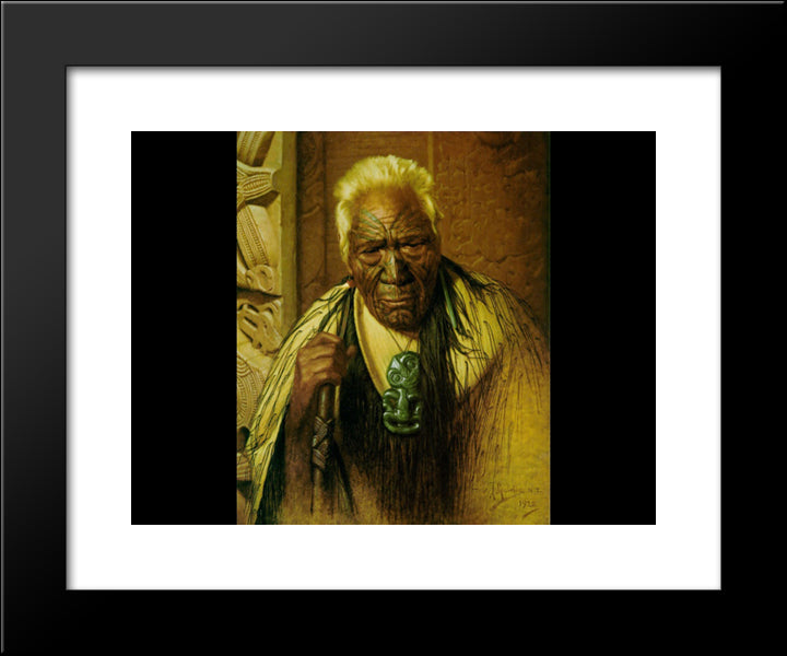 Thoughts Of A Tohunga Wharekauri Tahuna 20x24 Black Modern Wood Framed Art Print Poster by Goldie, Charles