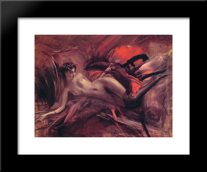 Reclining Nude 20x24 Black Modern Wood Framed Art Print Poster by Boldini, Giovanni