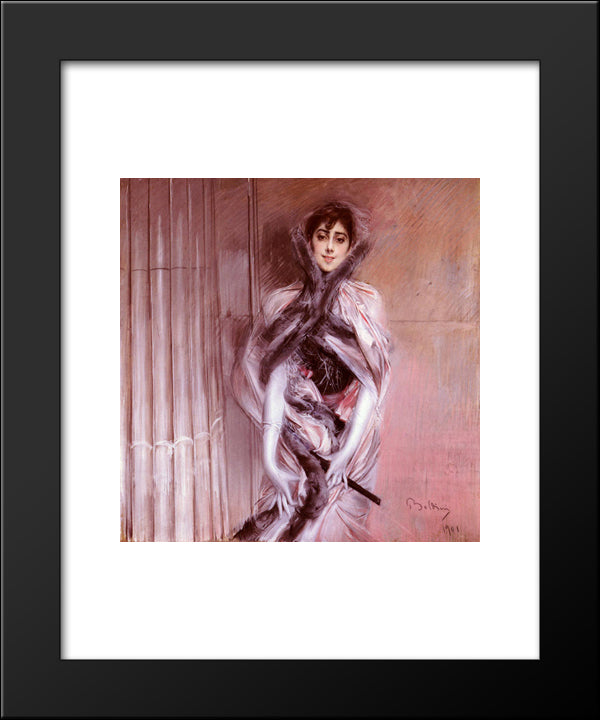 Portrait Of Emiliana Concha De Ossa 20x24 Black Modern Wood Framed Art Print Poster by Boldini, Giovanni