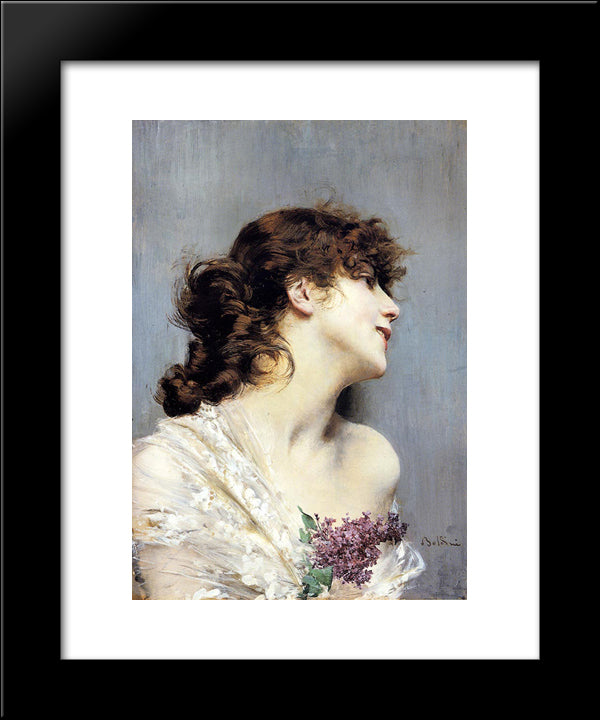 Profile Of A Young Woman 20x24 Black Modern Wood Framed Art Print Poster by Boldini, Giovanni