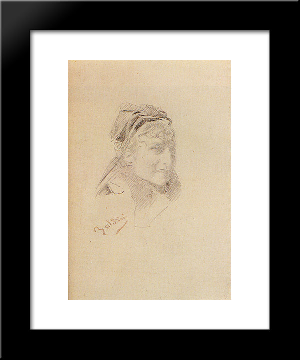 Portrait Of Sarah Bernhardt 20x24 Black Modern Wood Framed Art Print Poster by Boldini, Giovanni