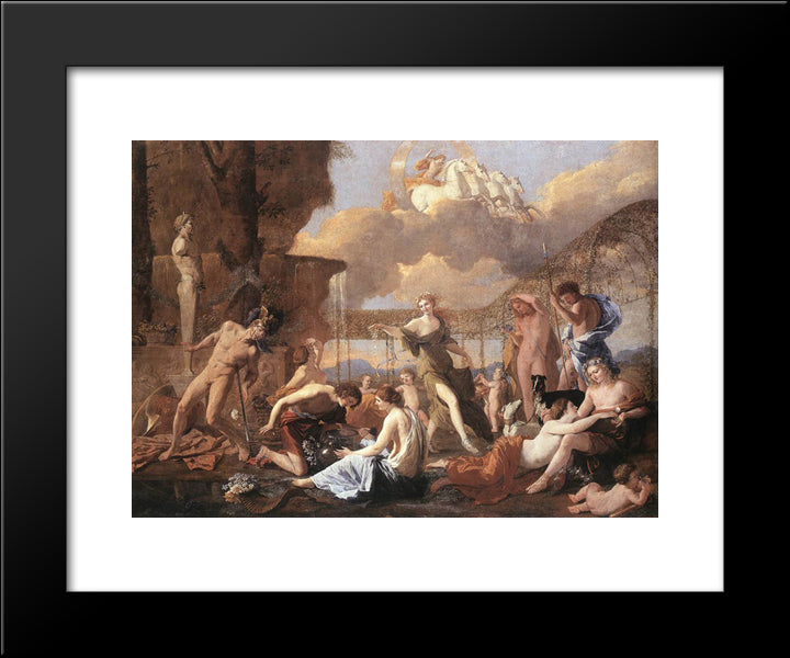 The Empire Of Flora 20x24 Black Modern Wood Framed Art Print Poster by Poussin, Nicolas