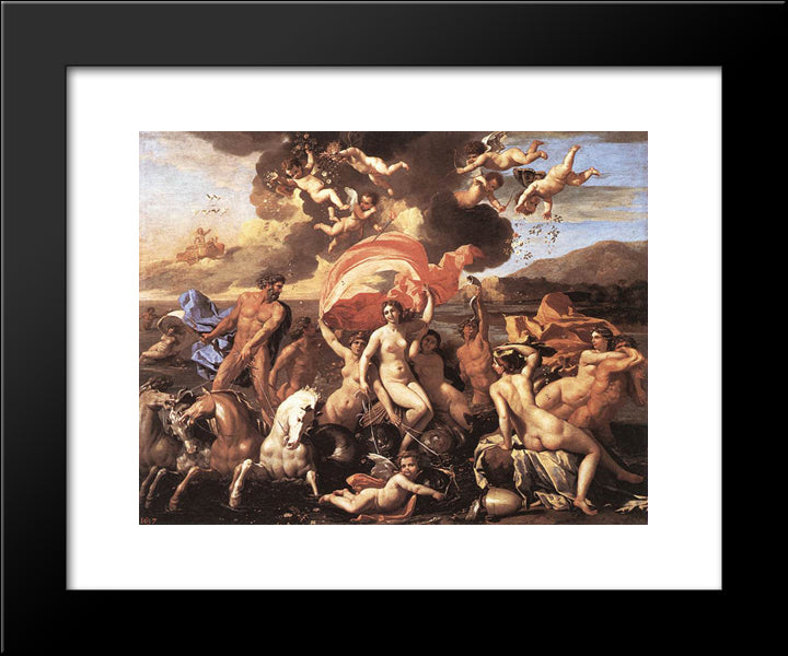 The Triumph Of Neptune 20x24 Black Modern Wood Framed Art Print Poster by Poussin, Nicolas