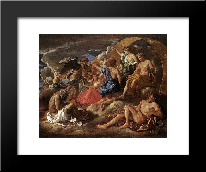 Helios And Phaeton With Saturn And The Four Seasons 20x24 Black Modern Wood Framed Art Print Poster by Poussin, Nicolas