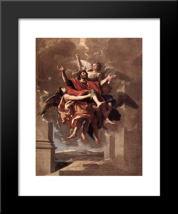 The Ecstasy Of St Paul 20x24 Black Modern Wood Framed Art Print Poster by Poussin, Nicolas
