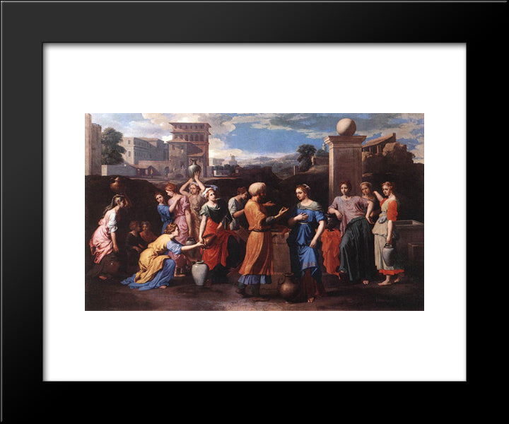Rebecca At The Well 20x24 Black Modern Wood Framed Art Print Poster by Poussin, Nicolas