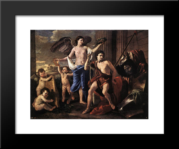 The Victorious David 20x24 Black Modern Wood Framed Art Print Poster by Poussin, Nicolas