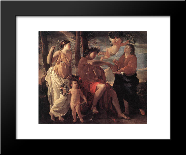 The Inspiration Of The Poet 20x24 Black Modern Wood Framed Art Print Poster by Poussin, Nicolas