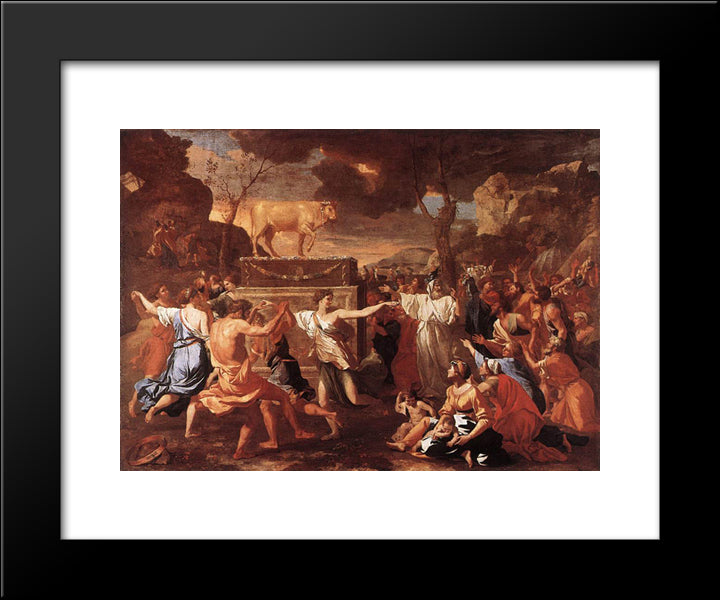 Adoration Of The Golden Calf 20x24 Black Modern Wood Framed Art Print Poster by Poussin, Nicolas