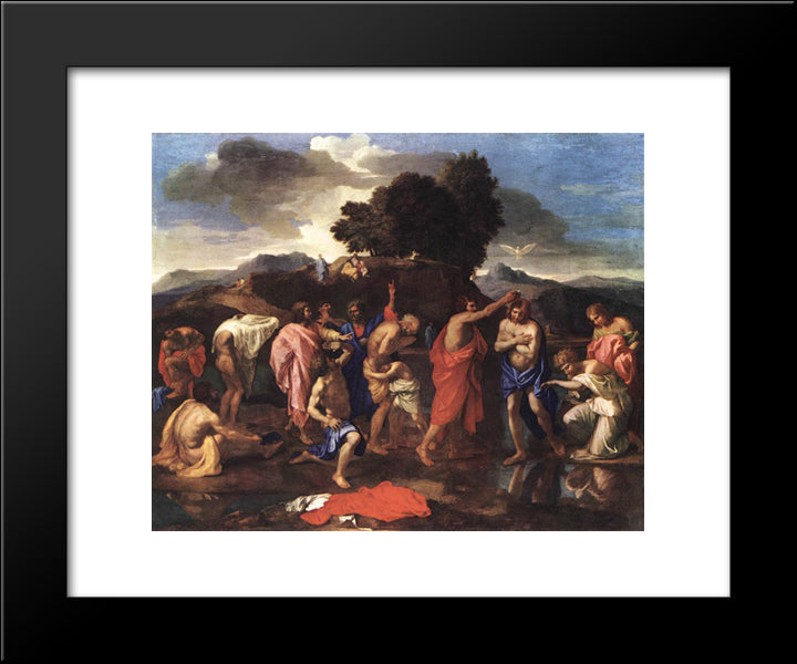 Sacrament Of Baptism 20x24 Black Modern Wood Framed Art Print Poster by Poussin, Nicolas