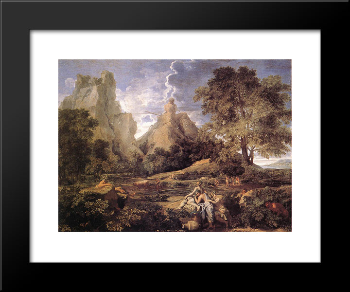 Landscape With Polyphemus 20x24 Black Modern Wood Framed Art Print Poster by Poussin, Nicolas