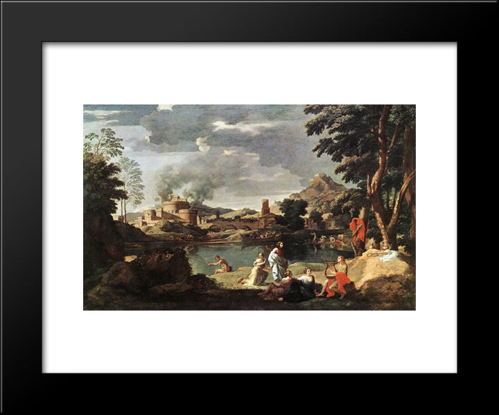 Landscape With Orpheus And Euridice 20x24 Black Modern Wood Framed Art Print Poster by Poussin, Nicolas