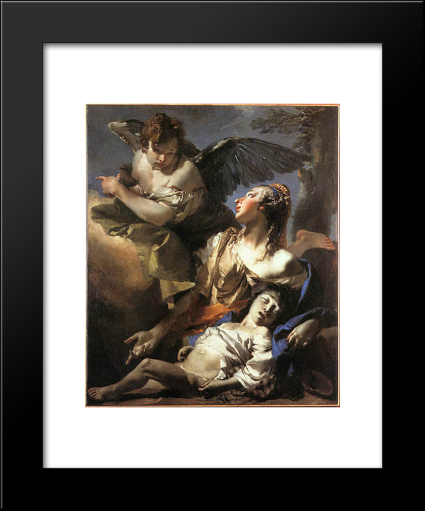 The Angel Succouring Hagar 20x24 Black Modern Wood Framed Art Print Poster by Tiepolo, Giovanni Battista