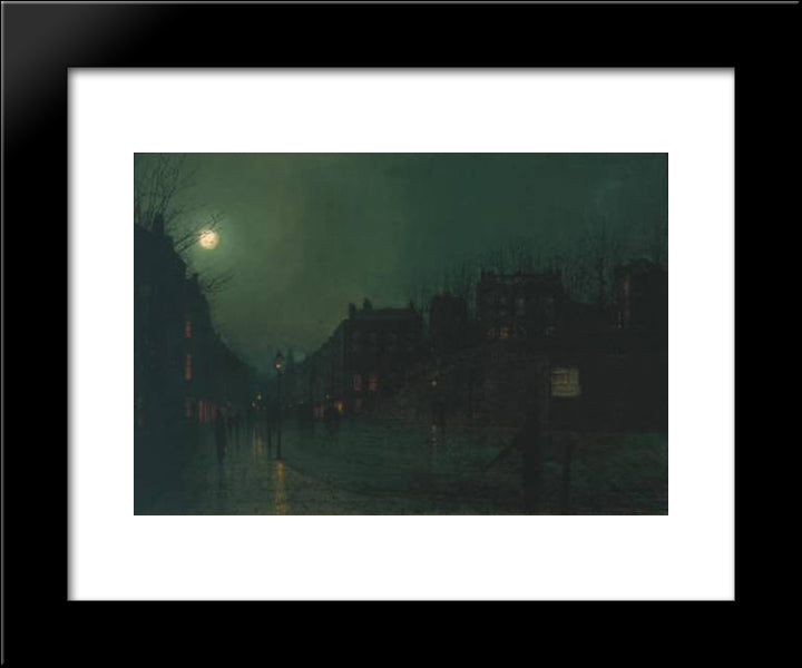 View Of Heath Street By Night 20x24 Black Modern Wood Framed Art Print Poster by Grimshaw, John Atkinson