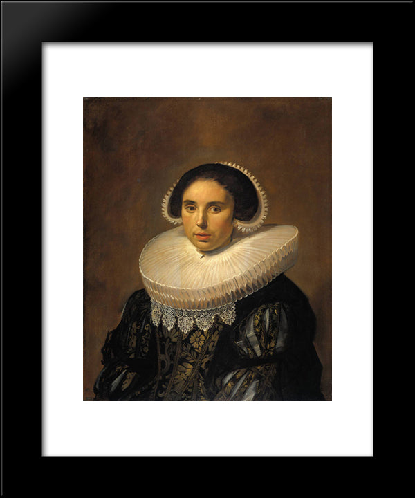 Portrait Of A Woman, Possibly Sara Wolphaerts Van Diemen 20x24 Black Modern Wood Framed Art Print Poster by Hals, Frans