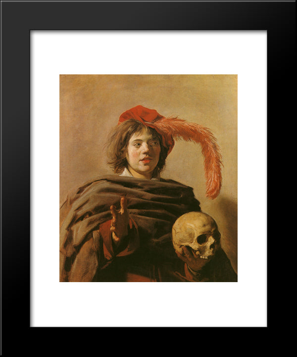 Boy With A Skull 20x24 Black Modern Wood Framed Art Print Poster by Hals, Frans