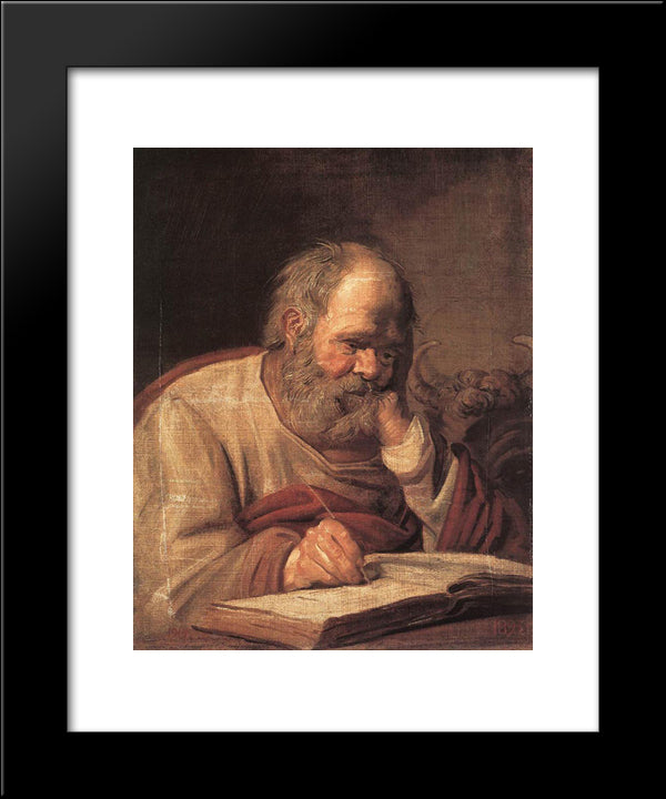 St Luke 20x24 Black Modern Wood Framed Art Print Poster by Hals, Frans