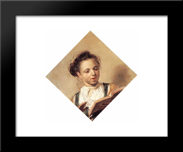 Singing Girl 20x24 Black Modern Wood Framed Art Print Poster by Hals, Frans