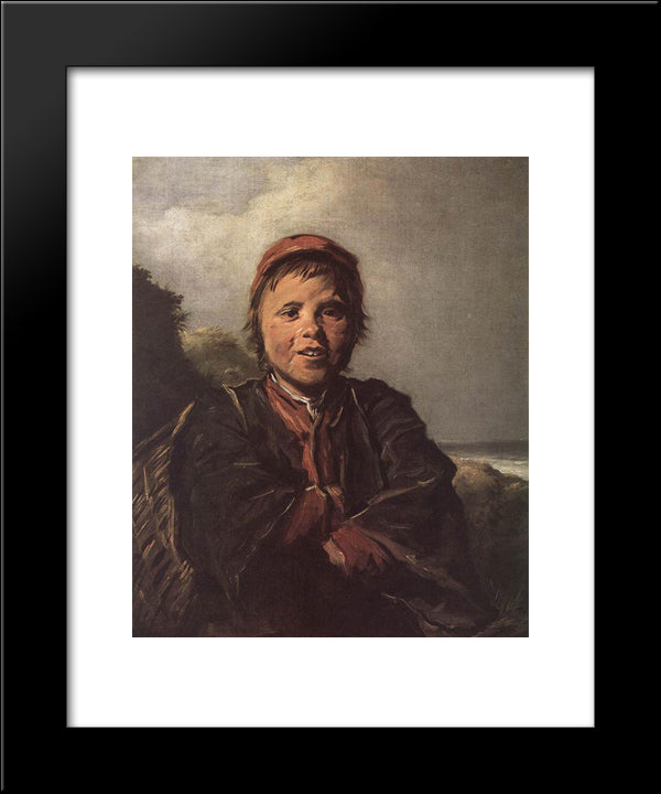 The Fisher Boy 20x24 Black Modern Wood Framed Art Print Poster by Hals, Frans
