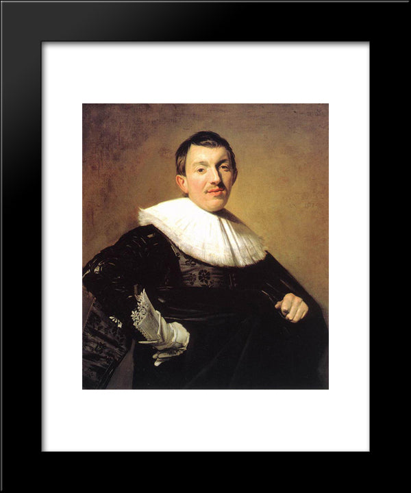 Portrait Of A Man 20x24 Black Modern Wood Framed Art Print Poster by Hals, Frans