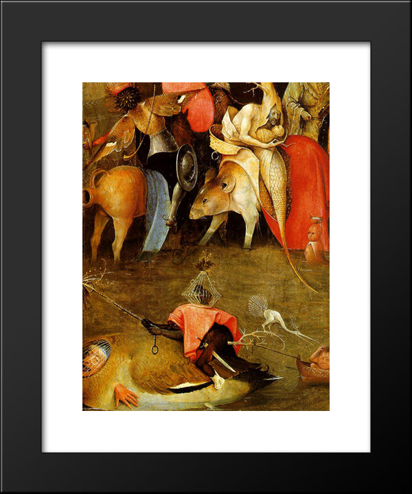 Temptation Of St. Anthony, Detail Of The Central Panel 20x24 Black Modern Wood Framed Art Print Poster by Bosch, Hieronymus