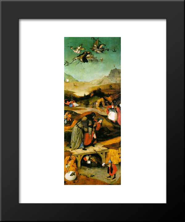 Temptation Of St. Anthony, Left Wing Of The Triptych 20x24 Black Modern Wood Framed Art Print Poster by Bosch, Hieronymus