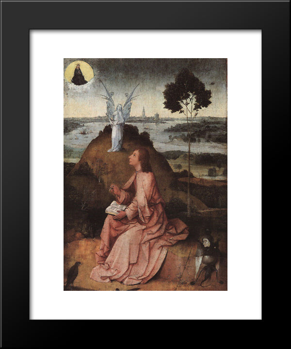 St. John On Patmos 20x24 Black Modern Wood Framed Art Print Poster by Bosch, Hieronymus