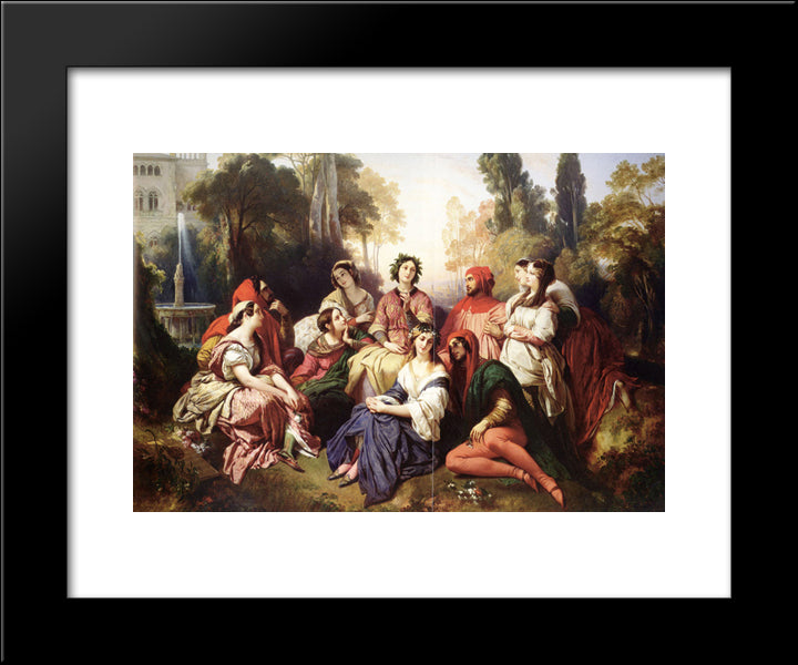 The Decameron 20x24 Black Modern Wood Framed Art Print Poster by Winterhalter, Franz Xaver