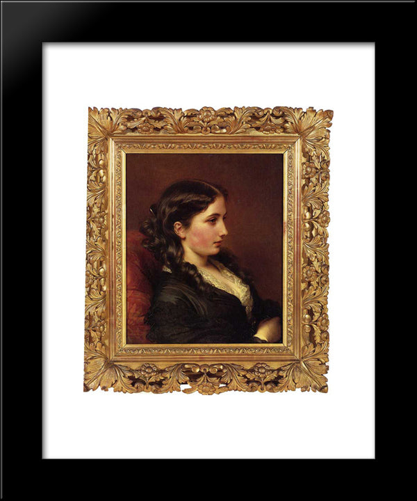 Study Of A Girl In Profile 20x24 Black Modern Wood Framed Art Print Poster by Winterhalter, Franz Xaver
