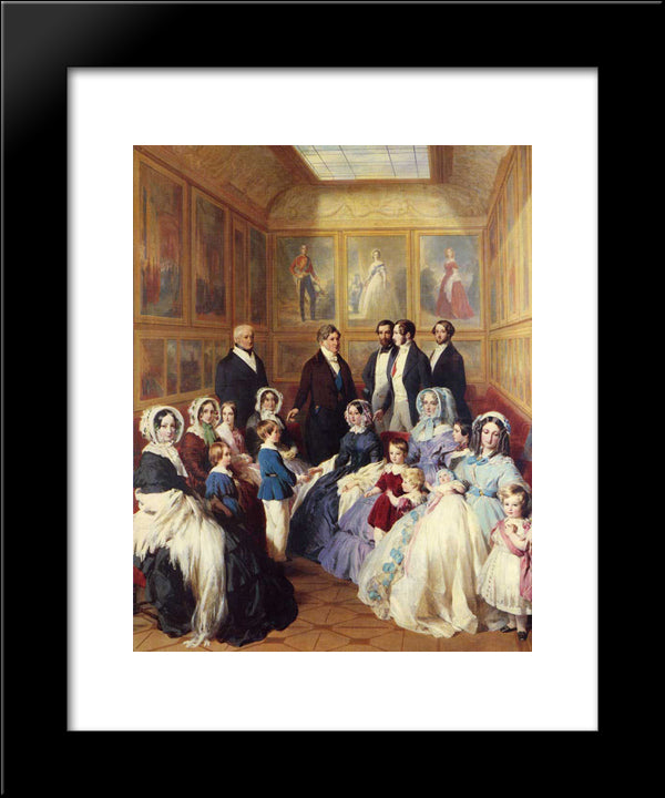 Queen Victoria And Prince Albert With The Family Of King Louis Philippe At The Chateau D'Eu 20x24 Black Modern Wood Framed Art Print Poster by Winterhalter, Franz Xaver