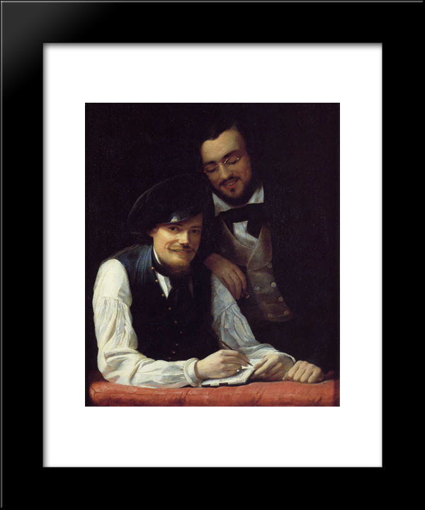 Self Portrait Of The Artist With His Brother, Hermann 20x24 Black Modern Wood Framed Art Print Poster by Winterhalter, Franz Xaver