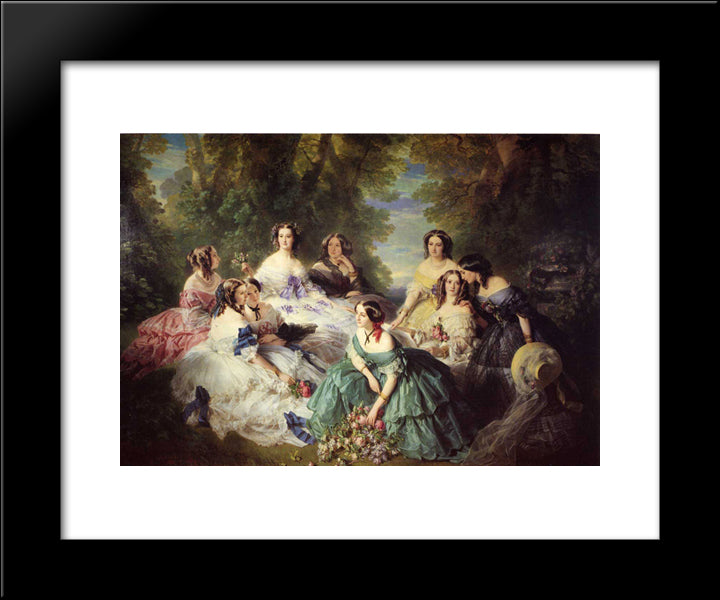 The Empress Eugenie Surrounded By Her Ladies In Waiting 20x24 Black Modern Wood Framed Art Print Poster by Winterhalter, Franz Xaver