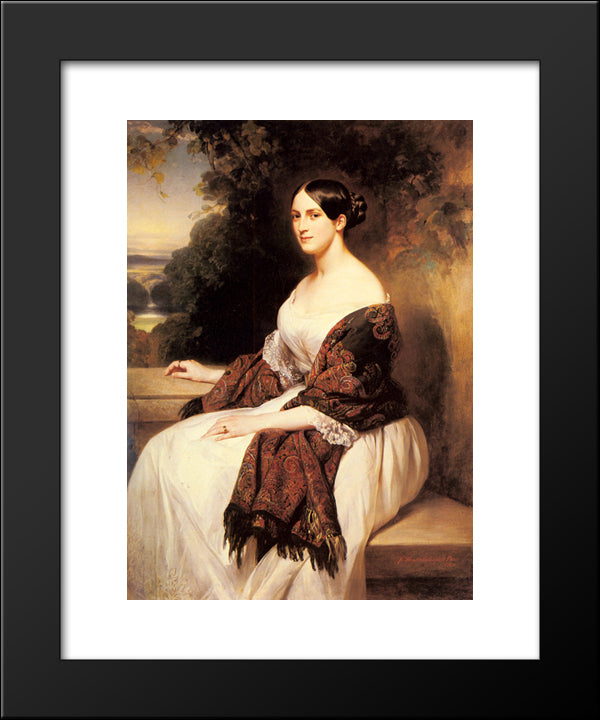 Portrait Of Madame Ackerman, The Wife Of The Chief Finance Minister Of King Louis Philippe 20x24 Black Modern Wood Framed Art Print Poster by Winterhalter, Franz Xaver