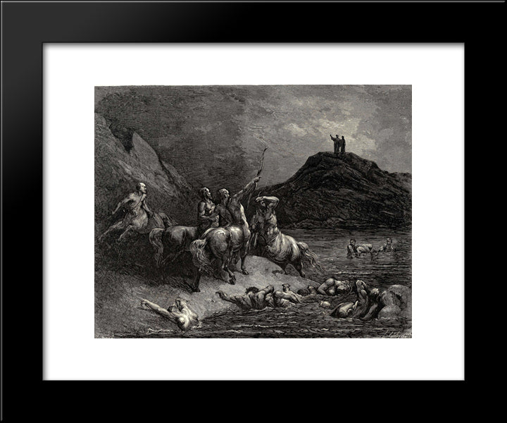 The Inferno, Canto 12, Lines 38'39: One Cried From Far: Say To What Pain Ye Come, Condemn, Who Down This Steep Have Journied? 20x24 Black Modern Wood Framed Art Print Poster by Dore, Gustave