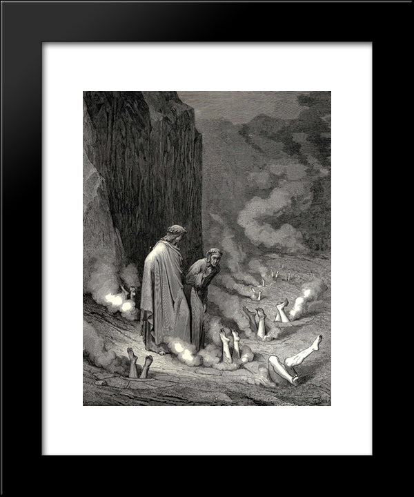 The Inferno, Canto 19, Lines 10'11: There Stood I Like The Friar, That Doth Shrive A Wretch For Murder Doom 20x24 Black Modern Wood Framed Art Print Poster by Dore, Gustave