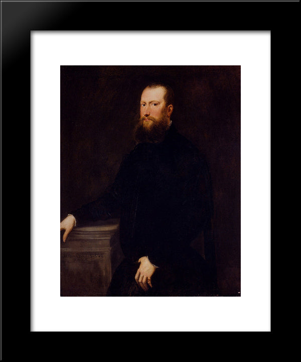 Portrait Of A Bearded Venetian Nobleman 20x24 Black Modern Wood Framed Art Print Poster by Tintoretto