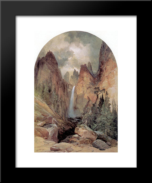 Tower Falls 20x24 Black Modern Wood Framed Art Print Poster by Moran, Thomas