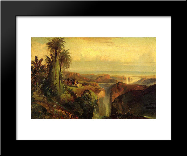 Indians On A Cliff 20x24 Black Modern Wood Framed Art Print Poster by Moran, Thomas