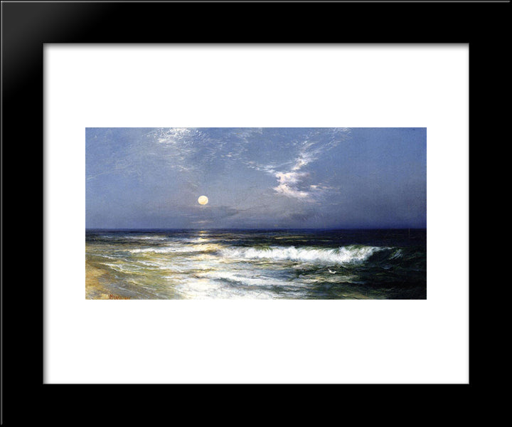 Moonlit Seascape 20x24 Black Modern Wood Framed Art Print Poster by Moran, Thomas