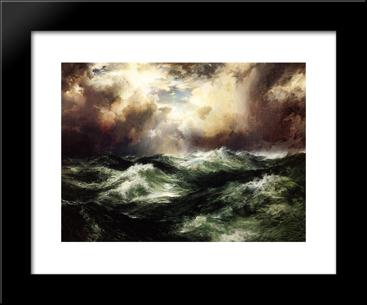 Moonlit Seascape 20x24 Black Modern Wood Framed Art Print Poster by Moran, Thomas