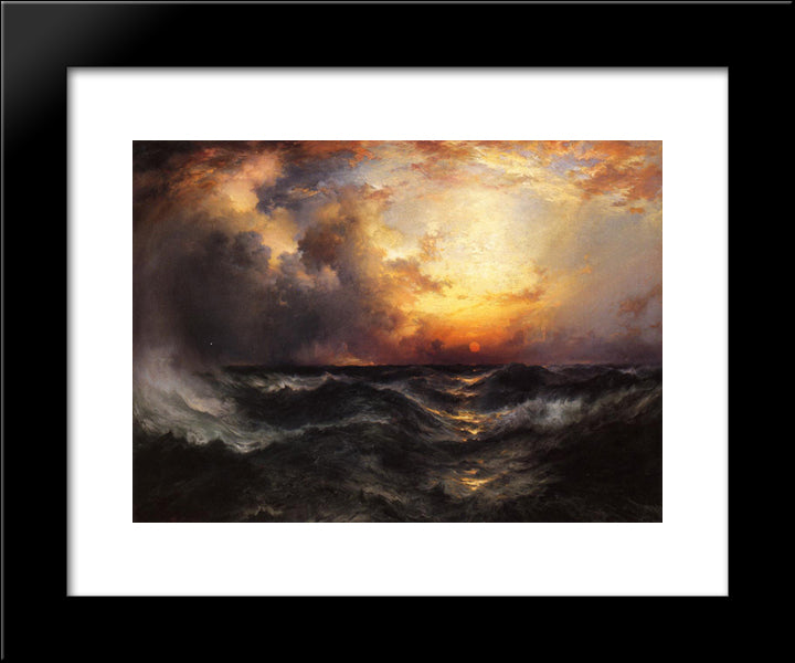 Sunset In Mid'Ocean 20x24 Black Modern Wood Framed Art Print Poster by Moran, Thomas