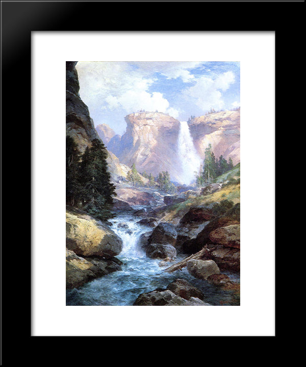 Waterfall In Yosemite 20x24 Black Modern Wood Framed Art Print Poster by Moran, Thomas