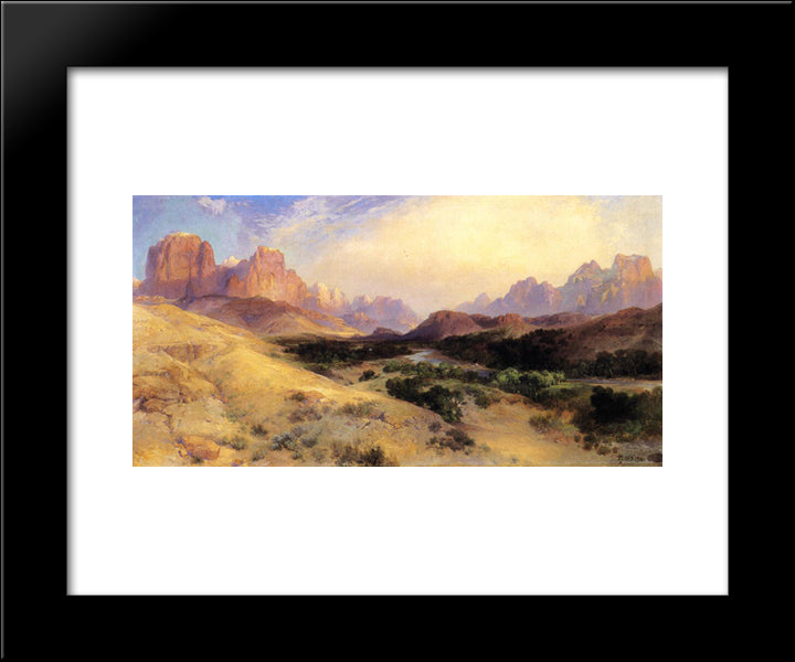 Zion Valley, South Utah 20x24 Black Modern Wood Framed Art Print Poster by Moran, Thomas