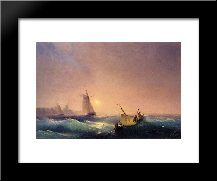 Shipping Off The Dutch Coast 20x24 Black Modern Wood Framed Art Print Poster by Aivazovsky, Ivan