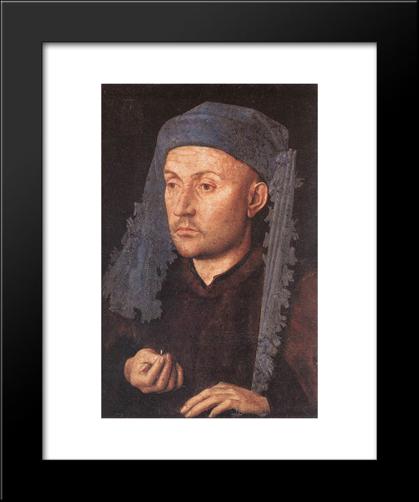 Portrait Of A Goldsmith (Man With Ring) 20x24 Black Modern Wood Framed Art Print Poster by van Eyck, Jan