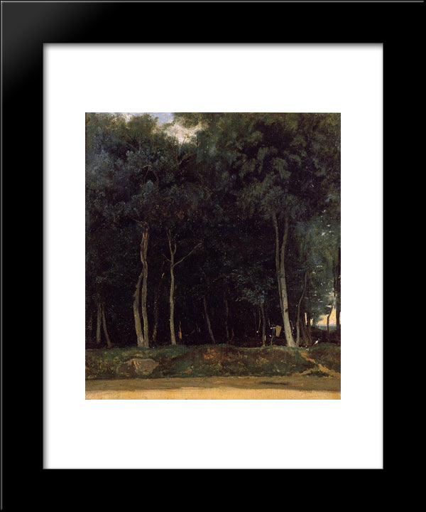 Fontainebleau, The Bas'Breau Road 20x24 Black Modern Wood Framed Art Print Poster by Corot, Jean Baptiste Camille