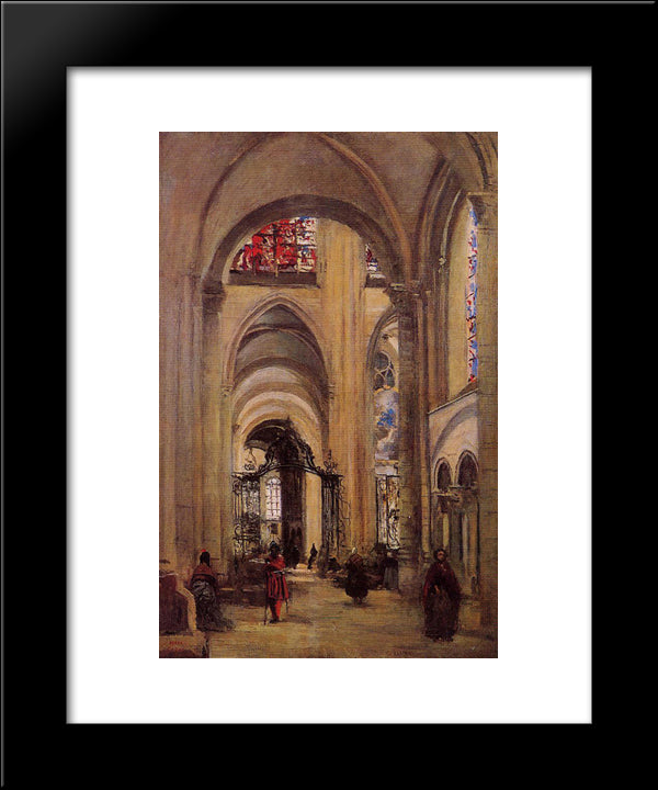 Interior Of Sens Cathedral 20x24 Black Modern Wood Framed Art Print Poster by Corot, Jean Baptiste Camille